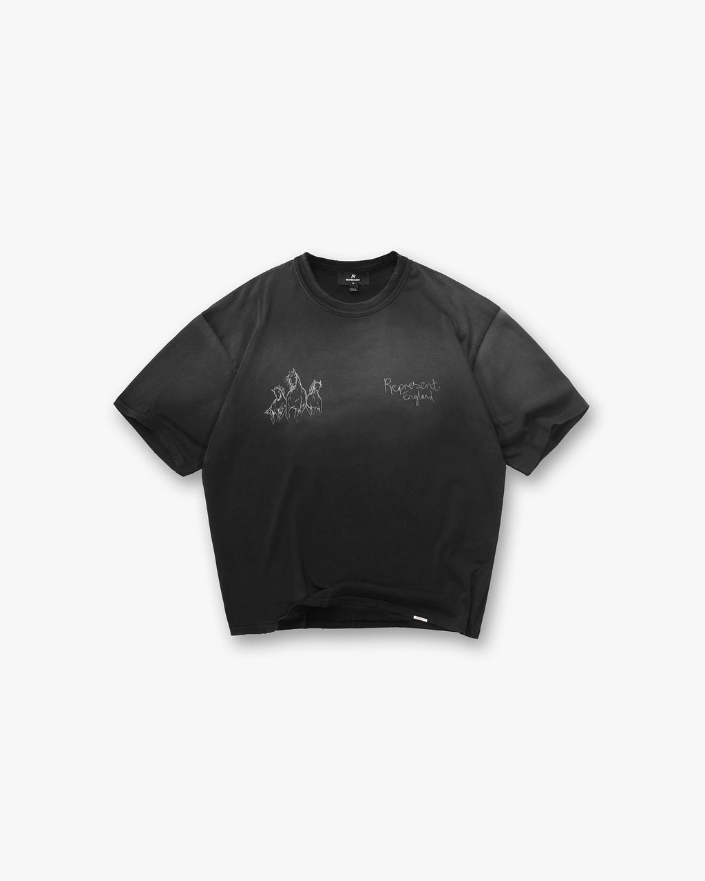 Hand Drawn Horses T-Shirt - Aged Black