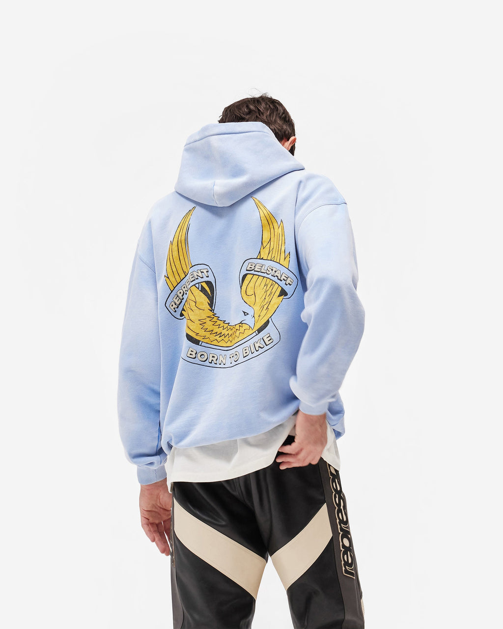 Represent X Belstaff Born To Bike Hoodie - Mid Blue