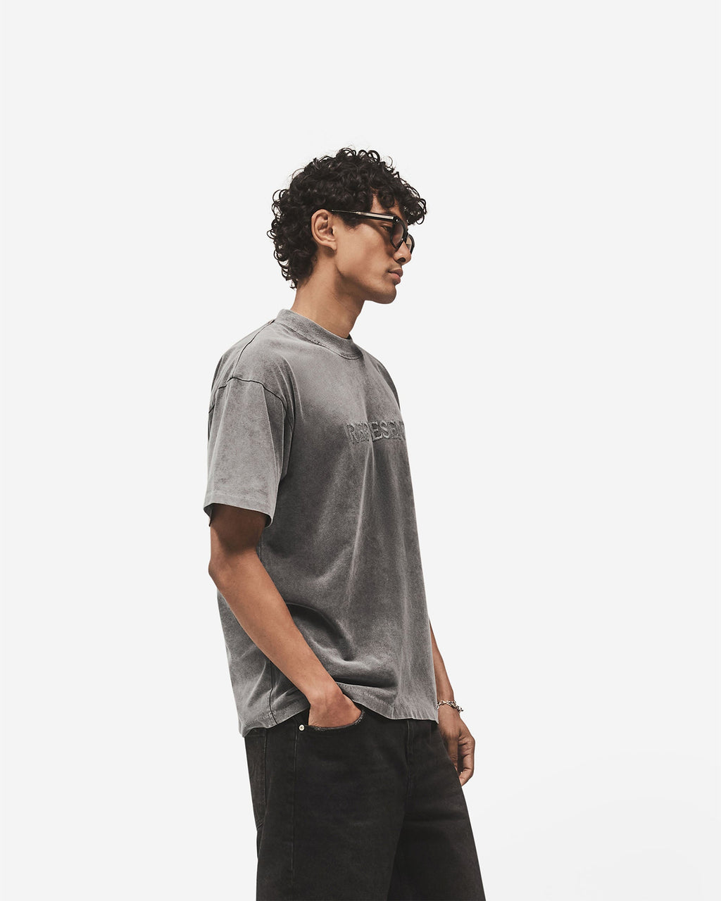Embroidered Serif Logo T-Shirt - Vintage Grey