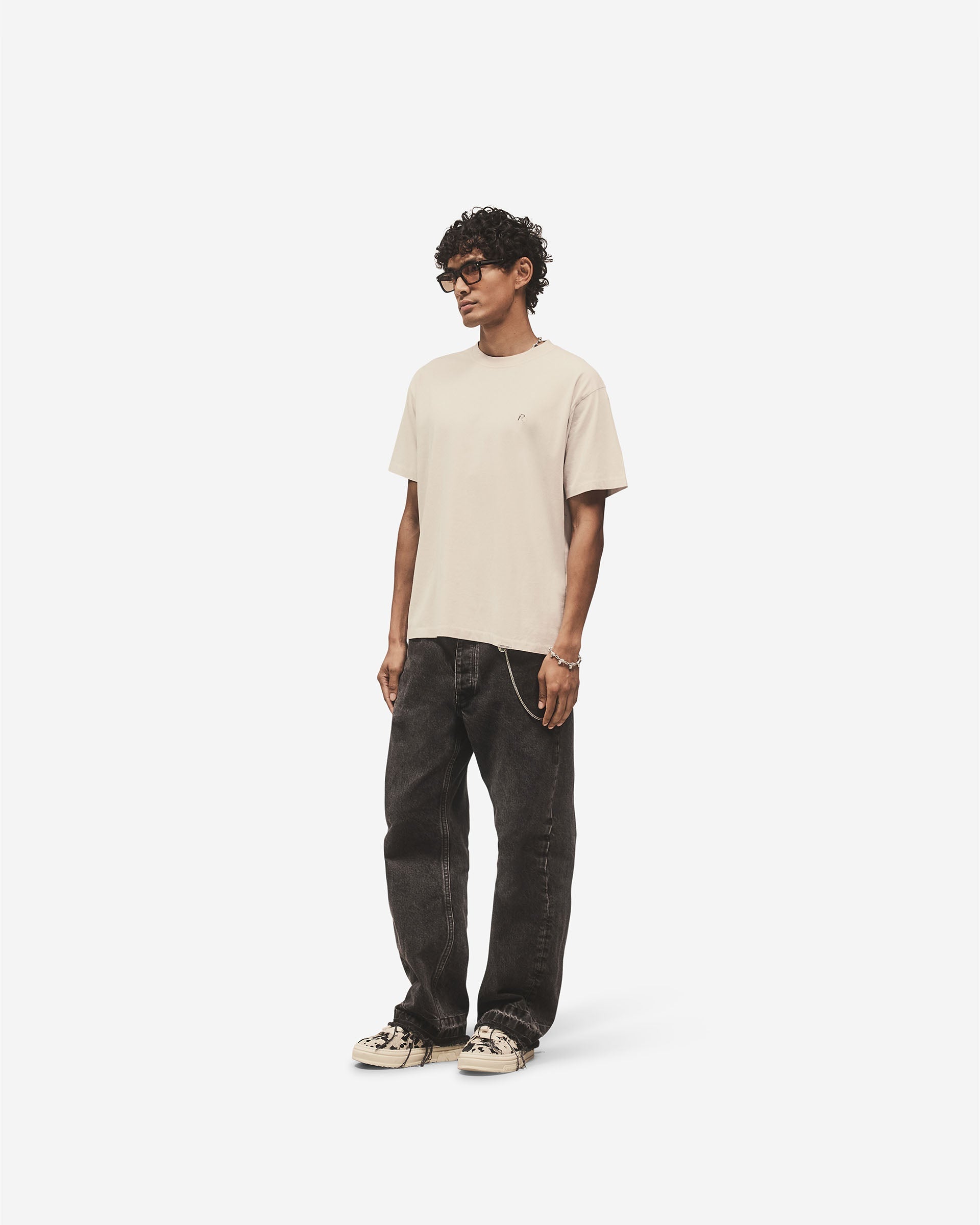Metal Initial R T-Shirt - Concrete