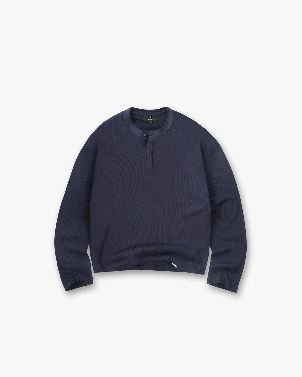 Initial Henley Waffle Long Sleeve T-Shirt - Midnight Navy