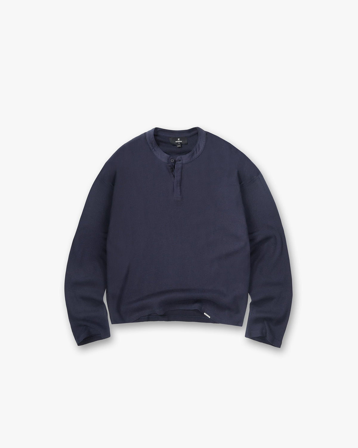 Initial Henley Waffle Long Sleeve T-Shirt - Midnight Navy
