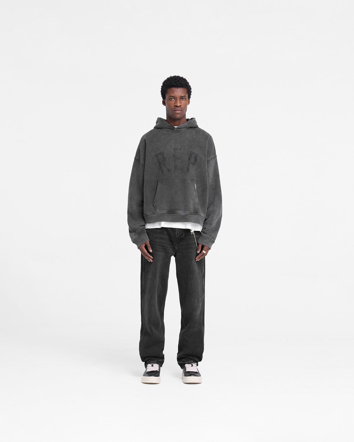 Rep Applique Hoodie - Vintage Black