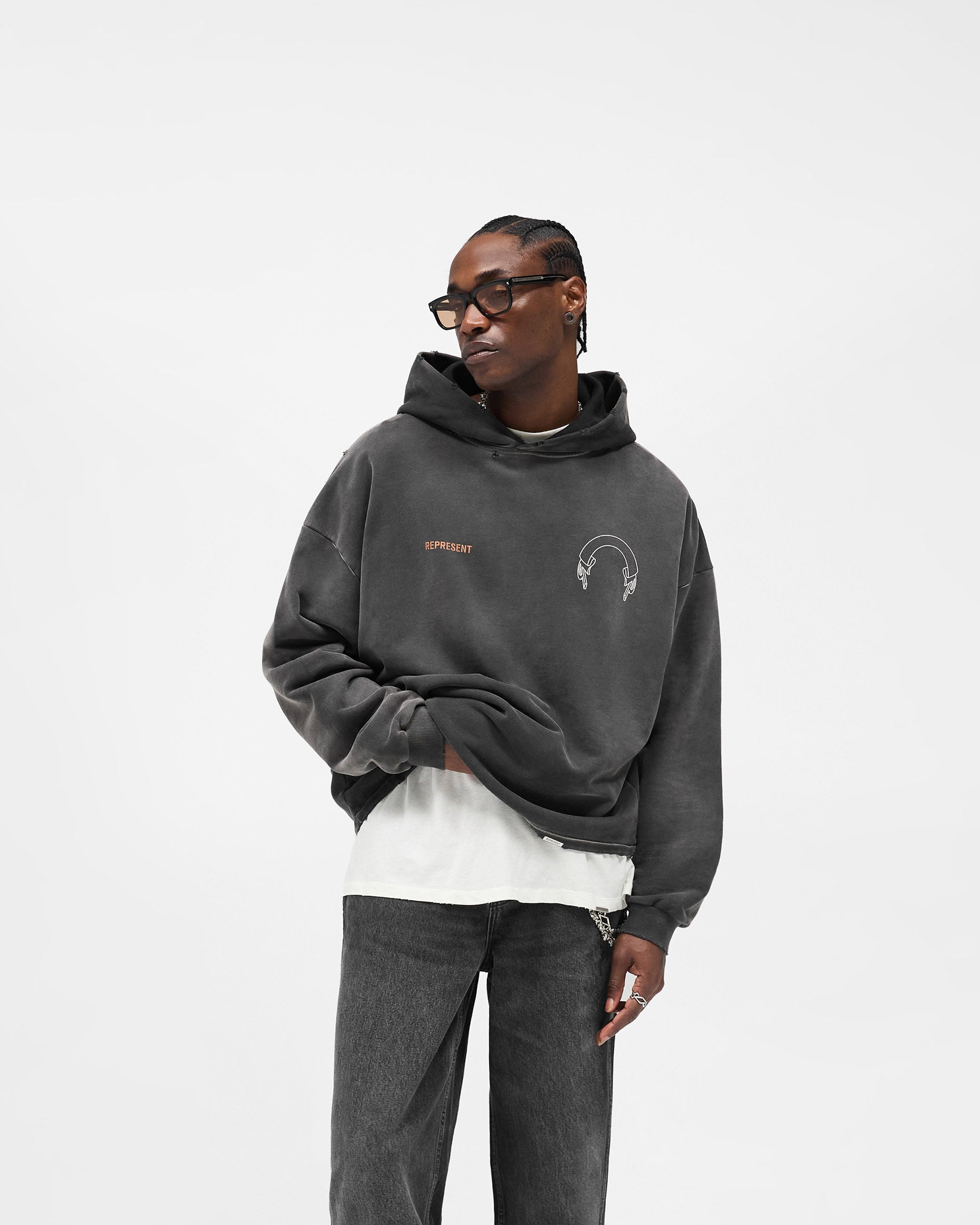 Represent Banner Hoodie - Stained Black