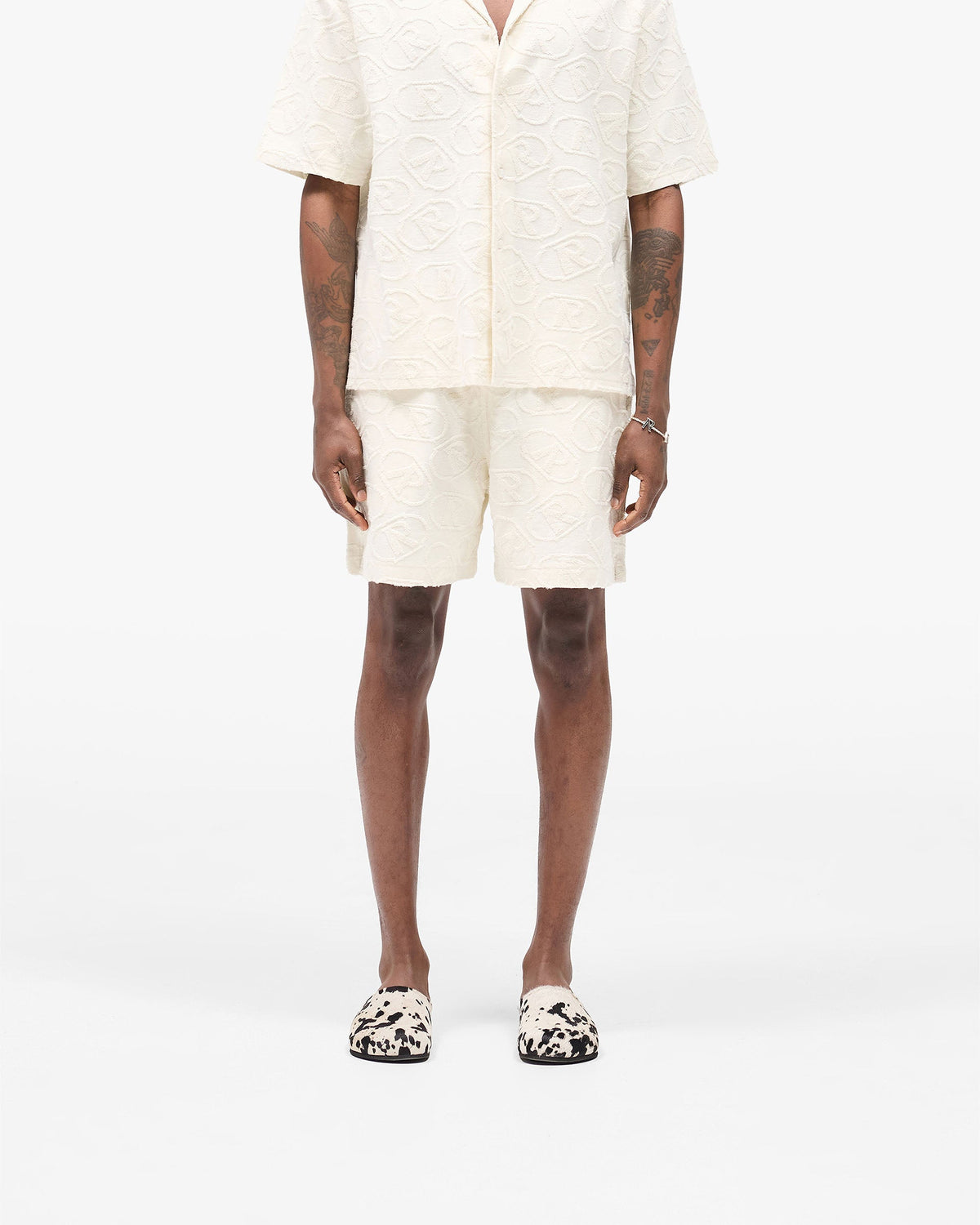 All Over Print Towel Short - Aged White