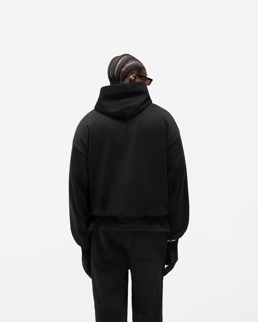 Dual Layer Script Hoodie - Jet Black