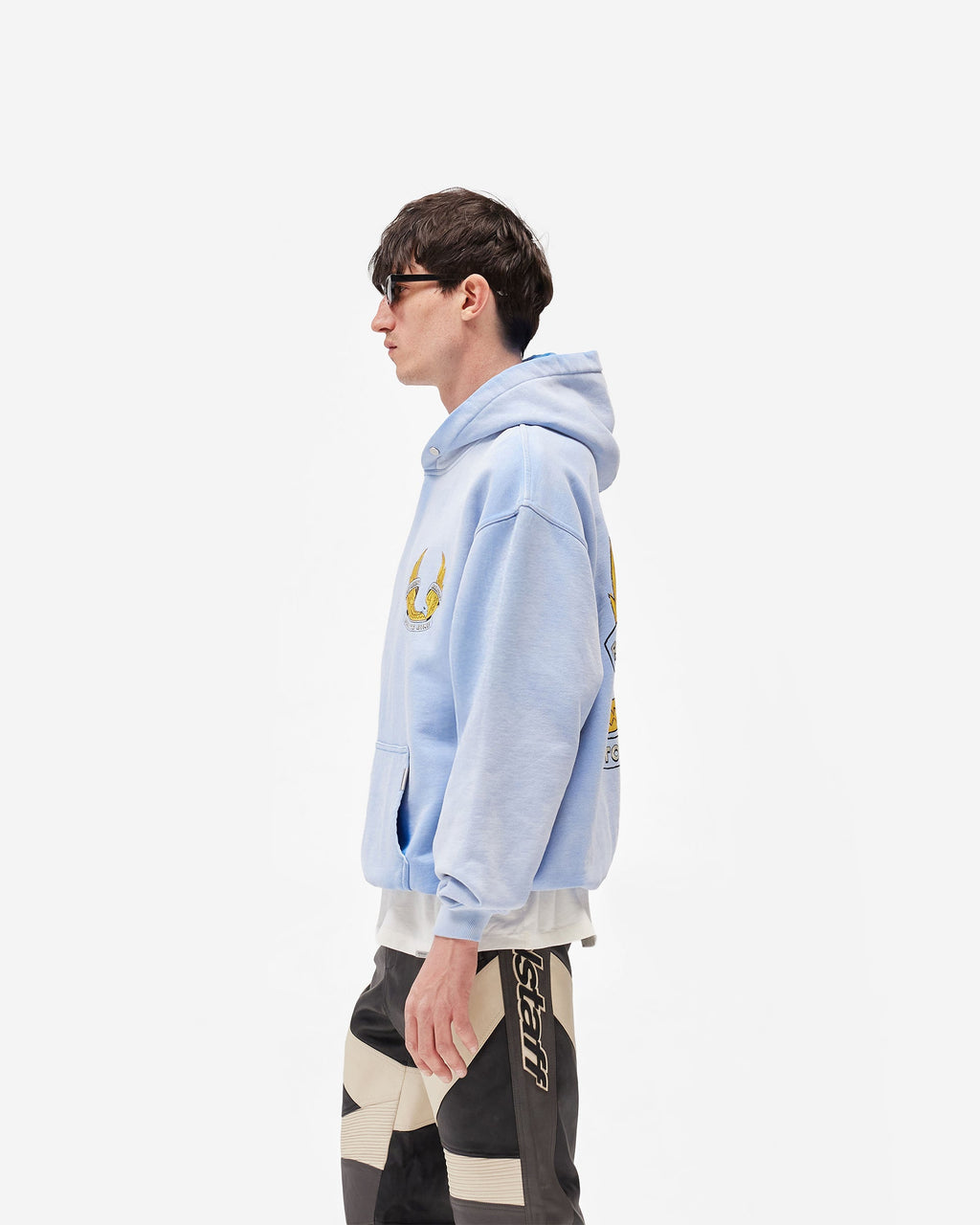 Represent X Belstaff Born To Bike Hoodie - Mid Blue