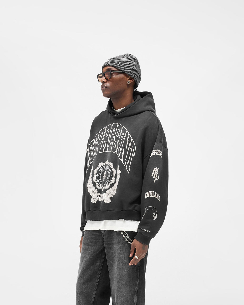 Represent Legacy Crest Hoodie - Stained Black