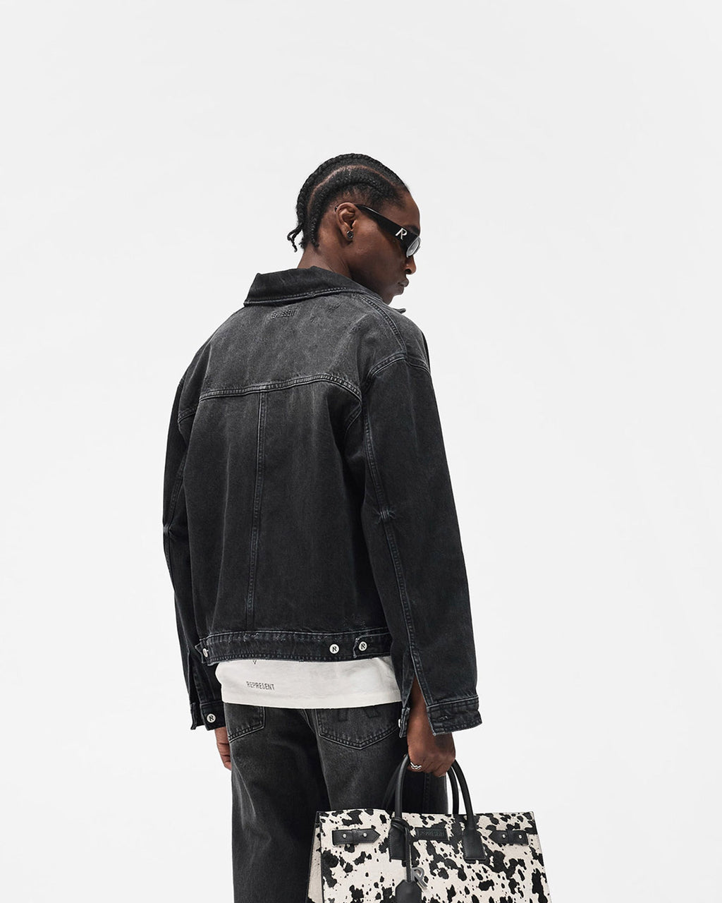 Collared Denim Jacket - Aged Black