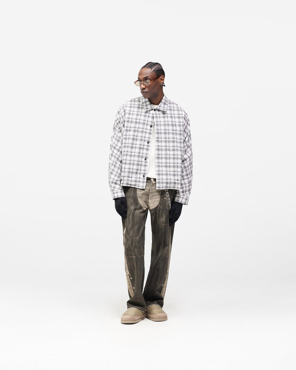 Arch Flannel Shirt - Flat White Jet Black
