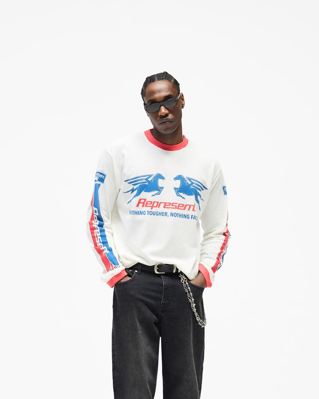 Mesh Pegasus Long Sleeve T-Shirt - Flat White