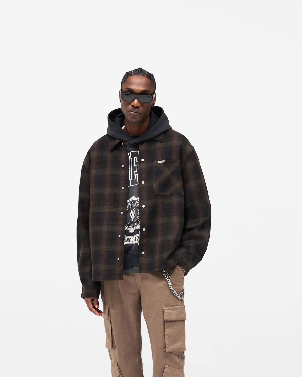 Bonded Reversible Check Shirt - Nero