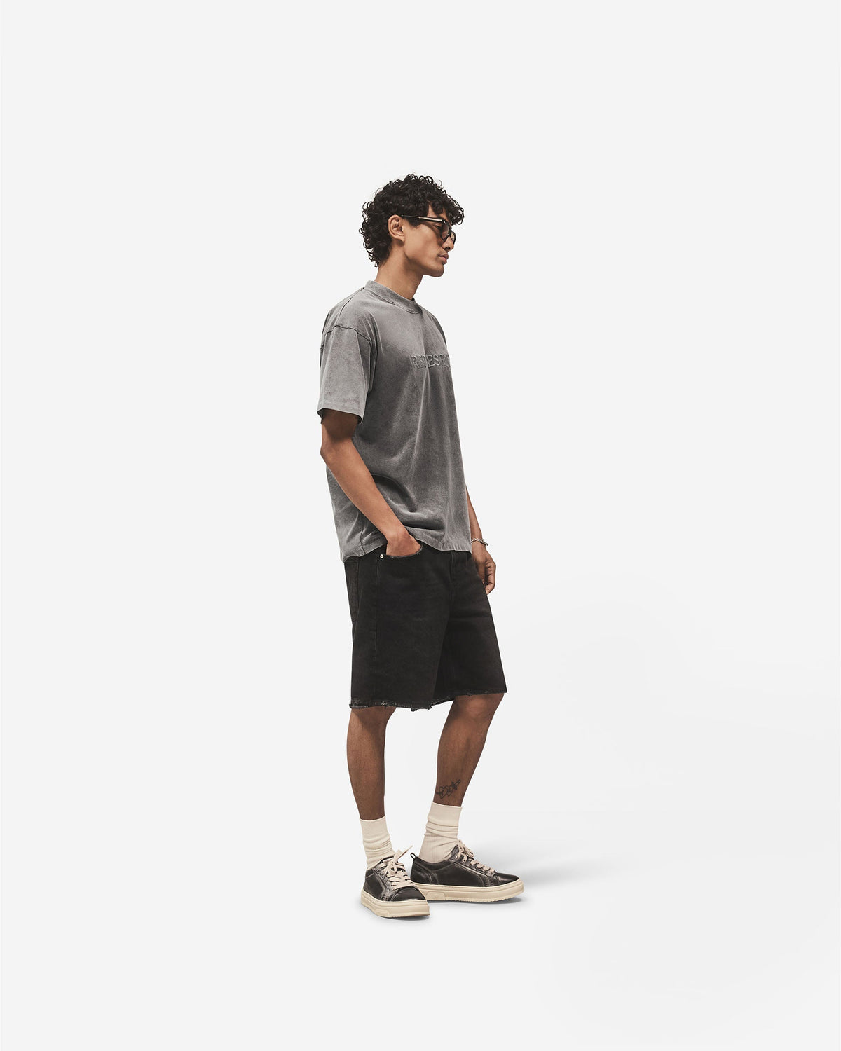 Embroidered Serif Logo T-Shirt - Vintage Grey