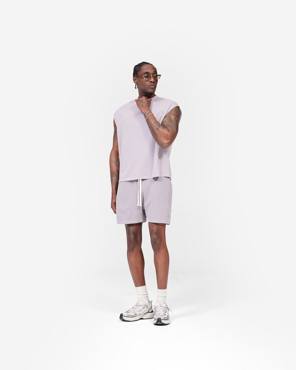 Initial Waffle Shorts- Mist