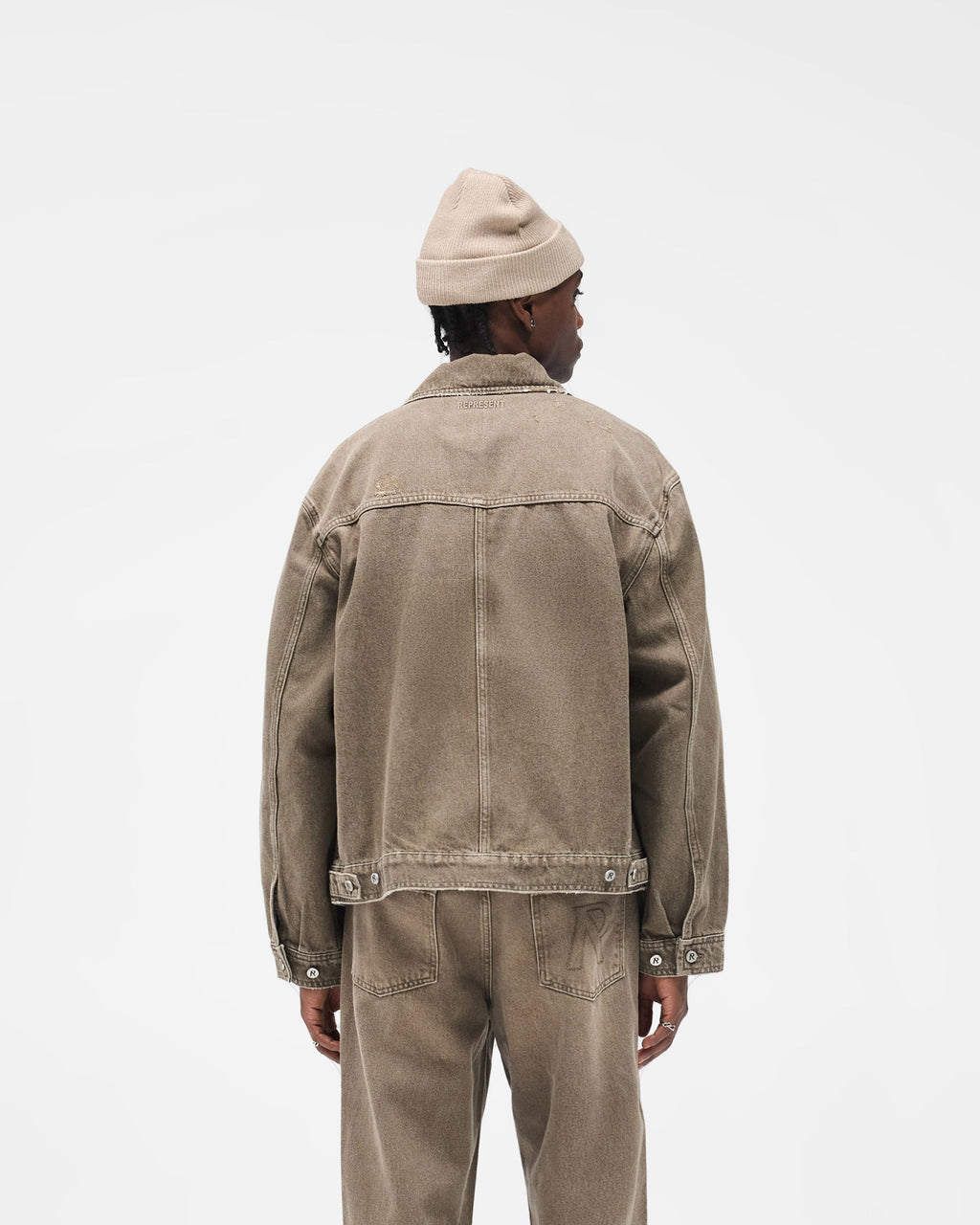 Collared Denim Jacket - Washed Olive
