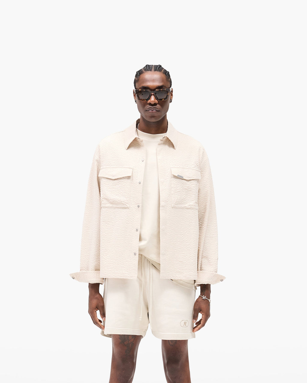 Textured Long Sleeve Shirt - Champagne