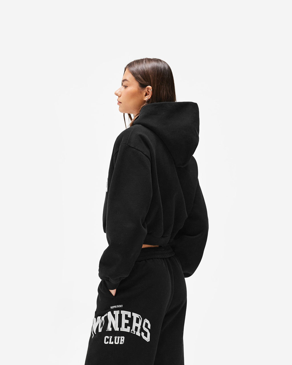 Represent Owners Club Zip Through Hoodie - Jet Black