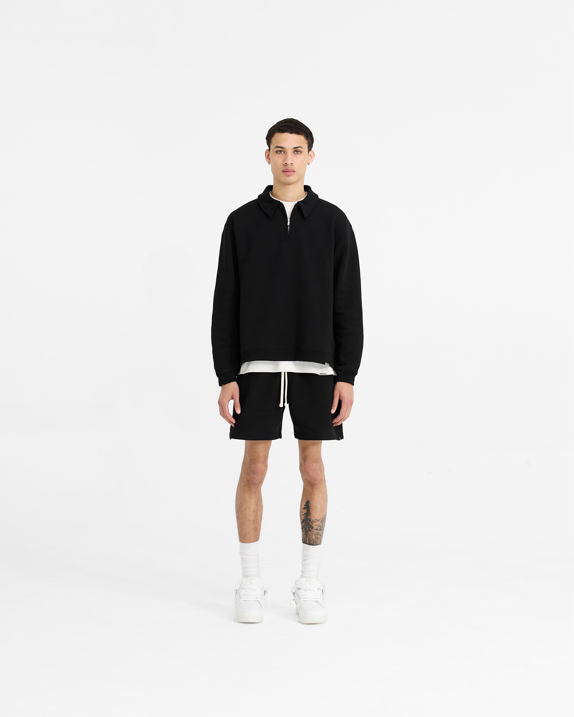 Initial Boxy Quarter Zip - Jet Black