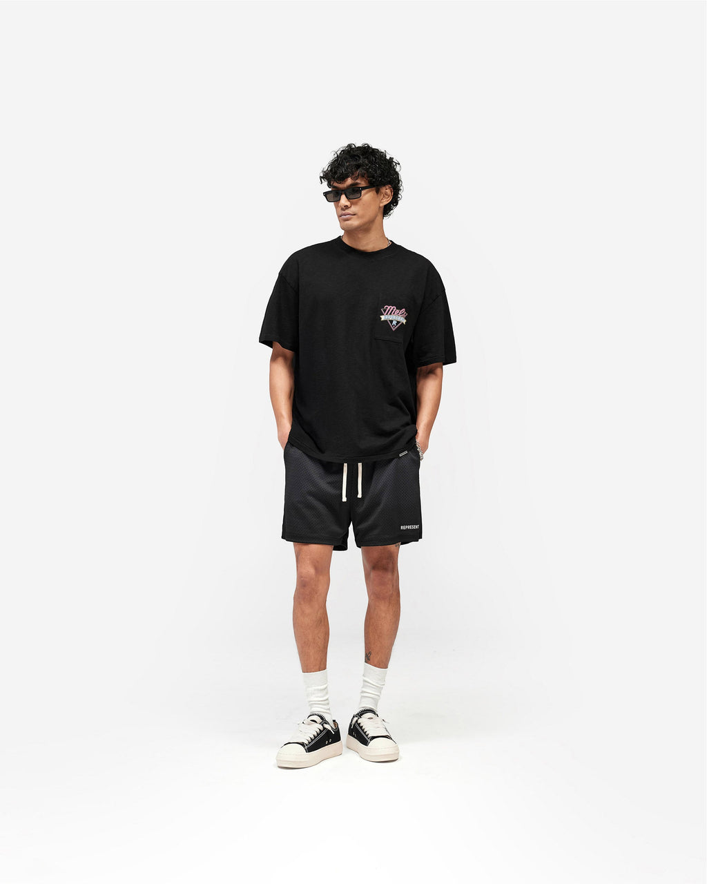 Washed Mesh Shorts - Black