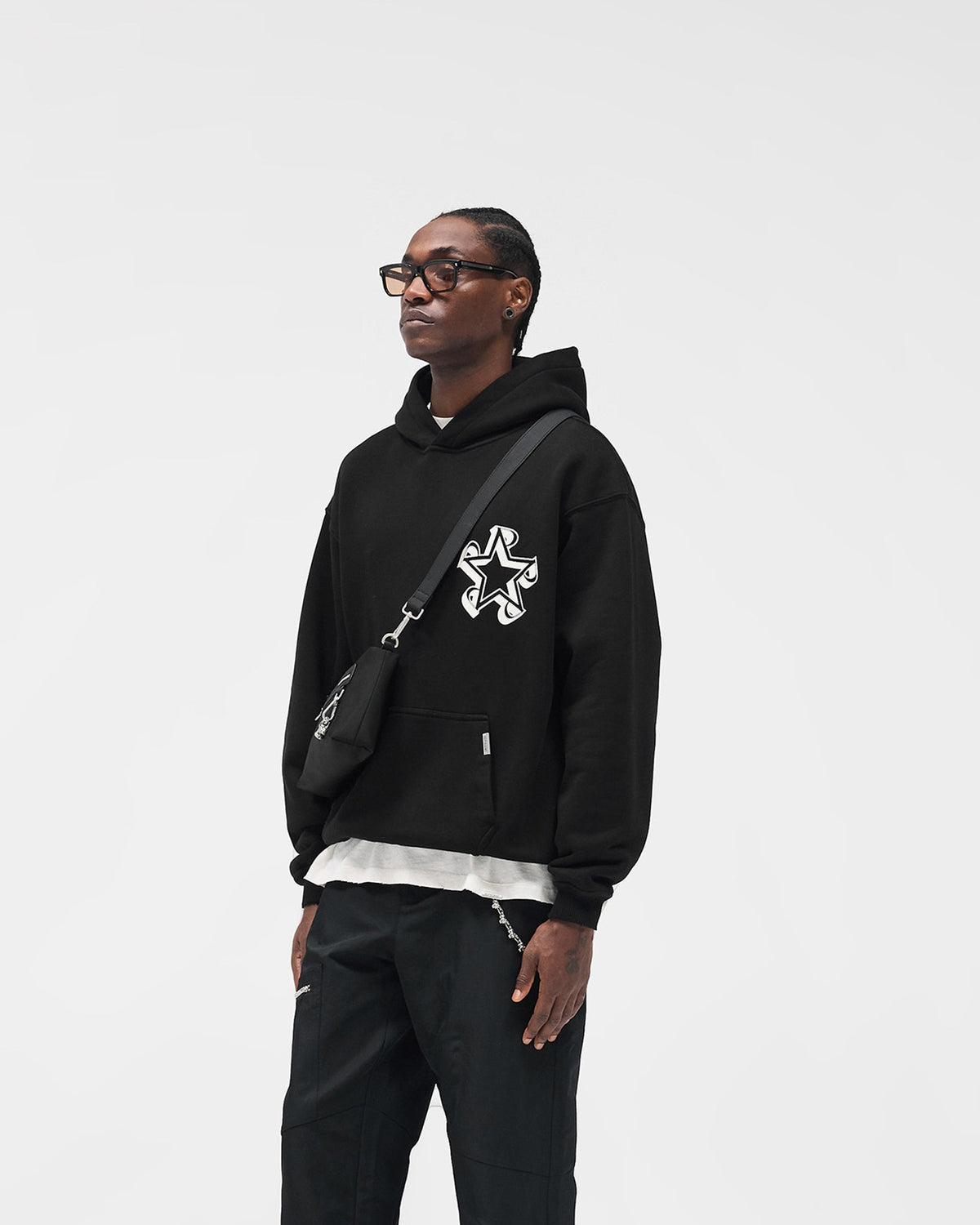 Initial Star Hoodie - Jet Black