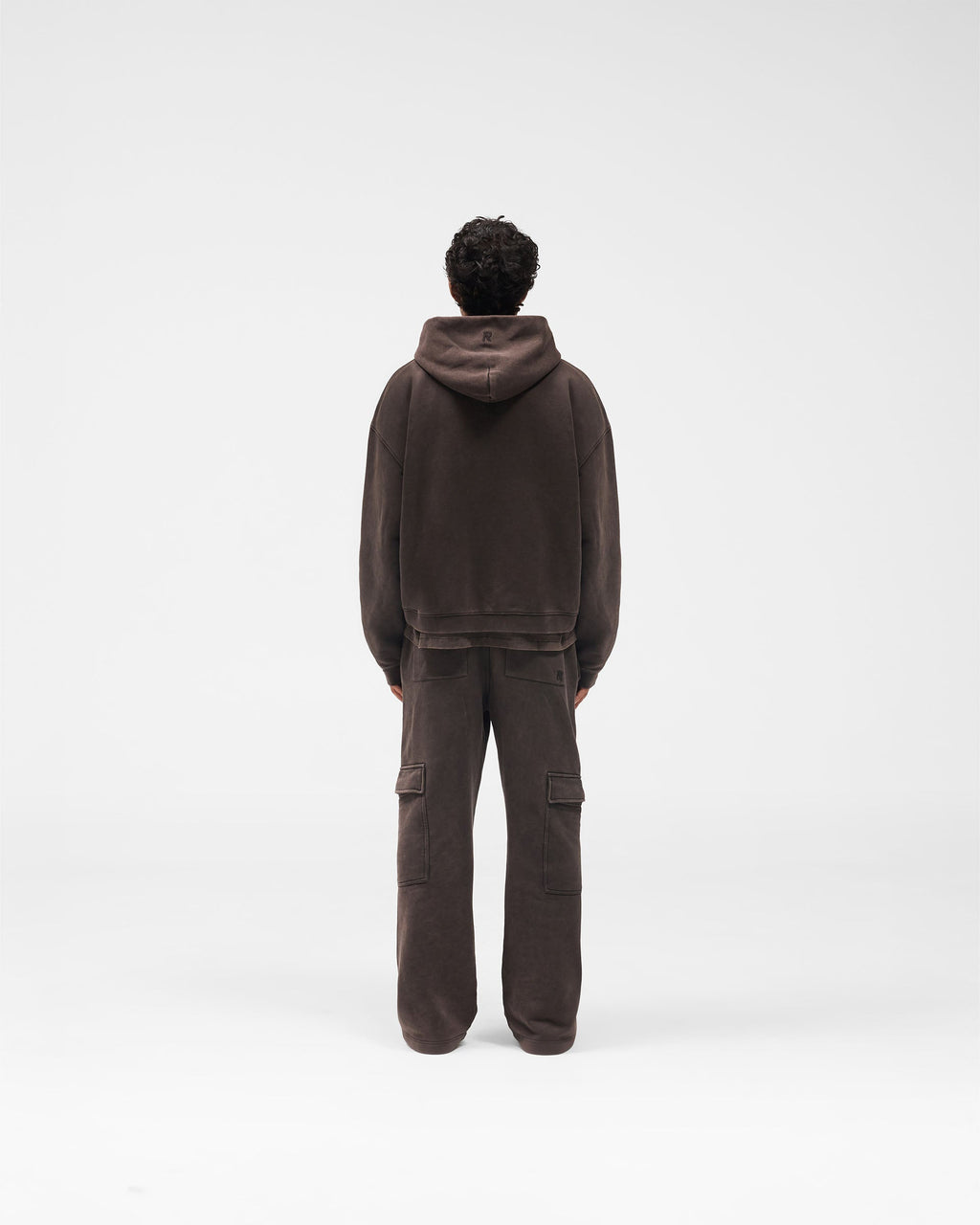 Initial Boxy Zip Through Hoodie - Coffee