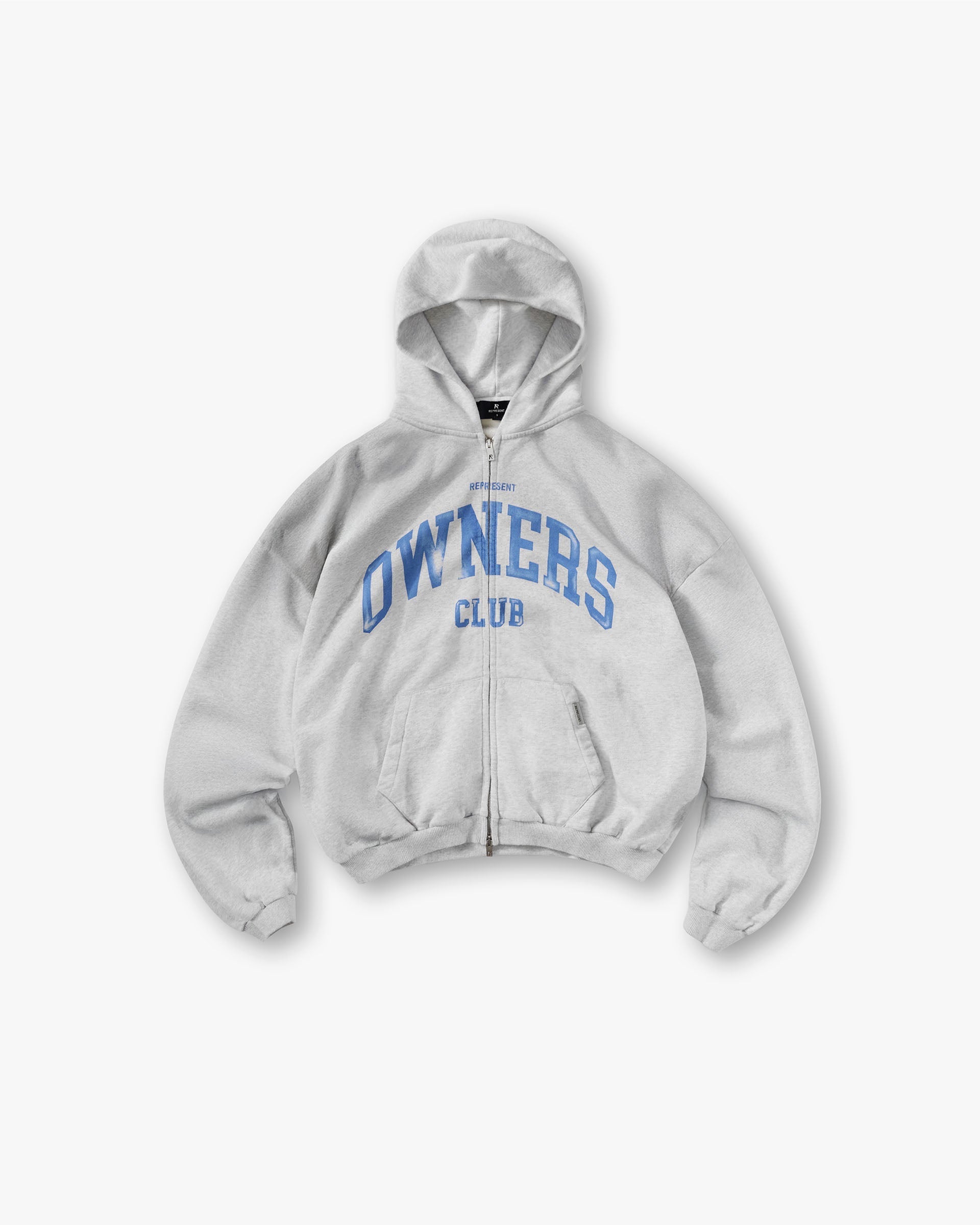 Represent Owners Club Zip Through Hoodie - Sprayed Ice Grey Marl