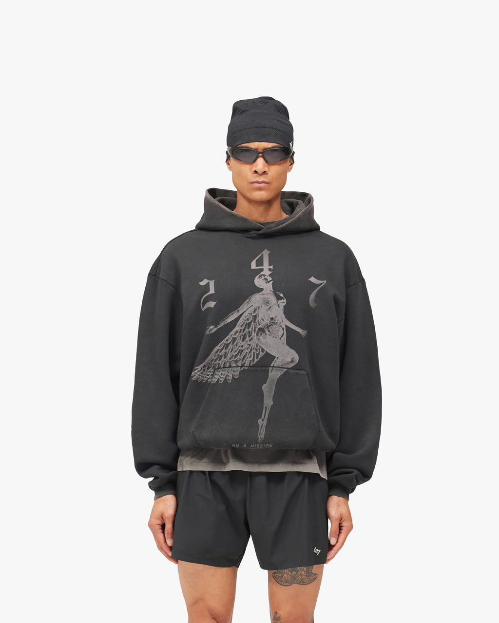 247 Fallen Angel Graphic Hoodie - Vintage Black