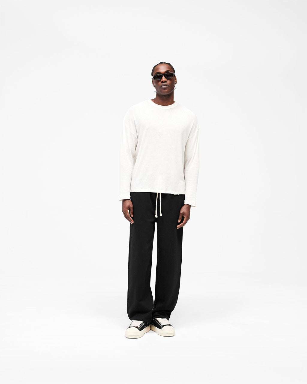 Initial Sheer Rib Long Sleeve T-Shirt - Flat White