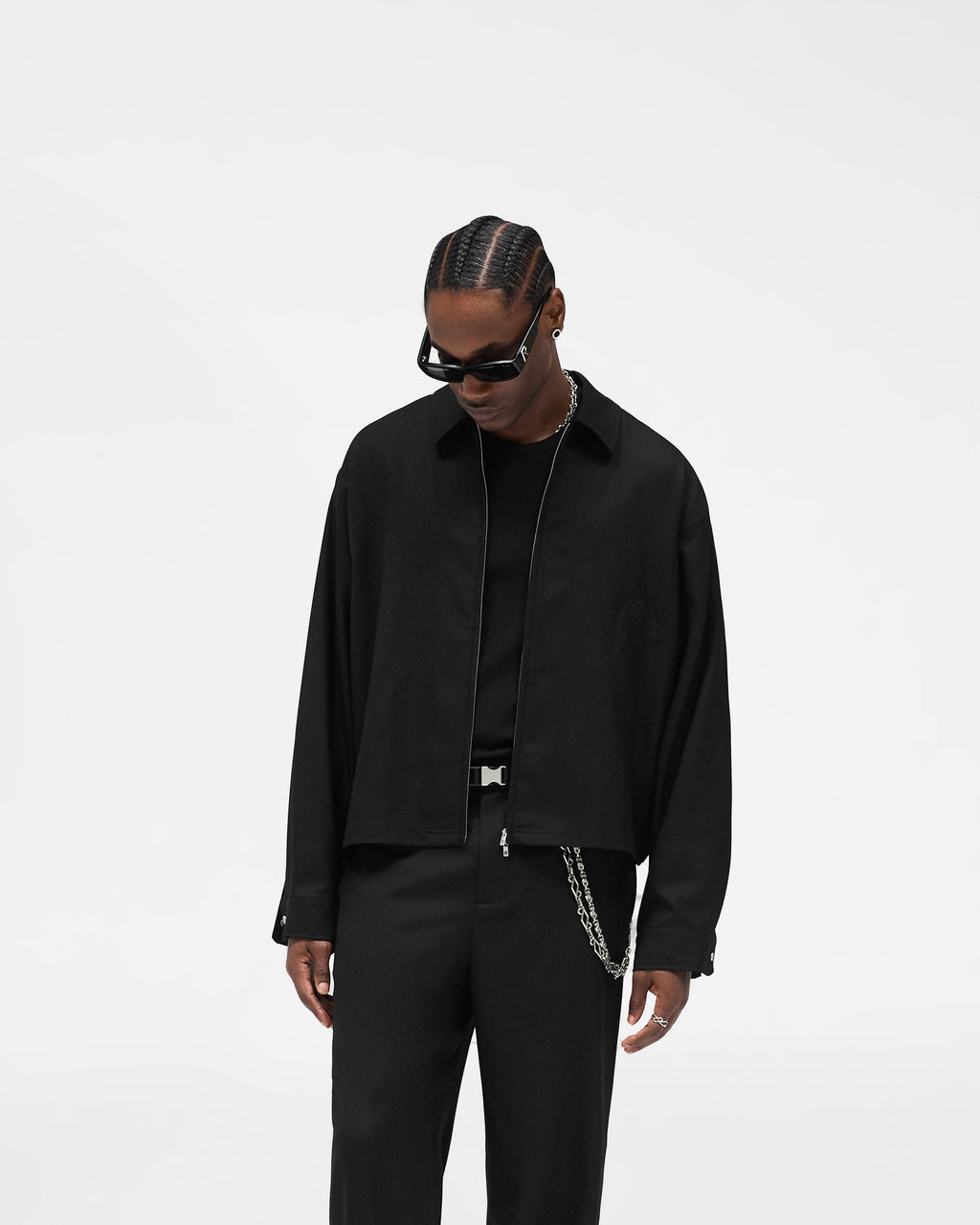 Zip Up Wool Overshirt - Jet Black