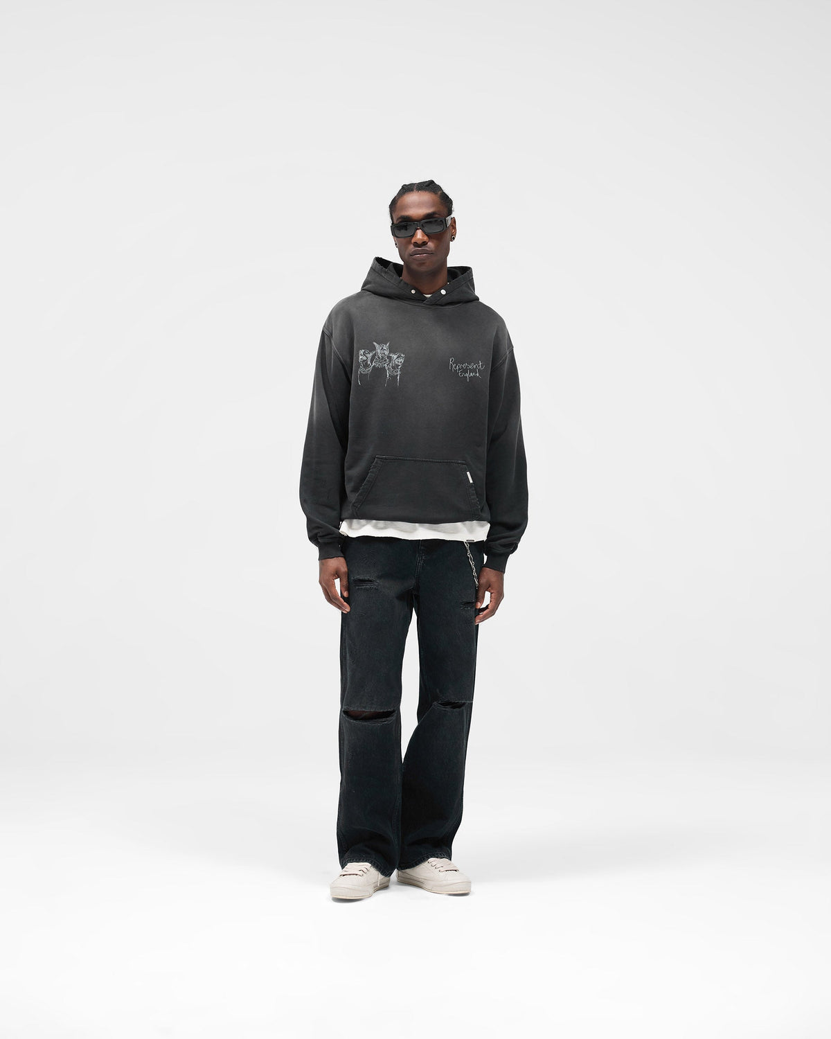 R3 Distressed Baggy Denim - Petrol