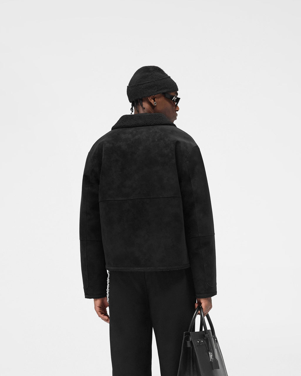 Faux Shearling Jacket - Jet Black