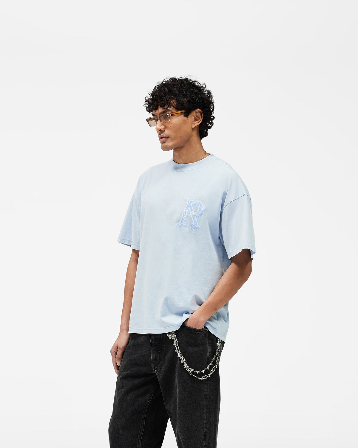Western Initial T-Shirt - Mountain Blue
