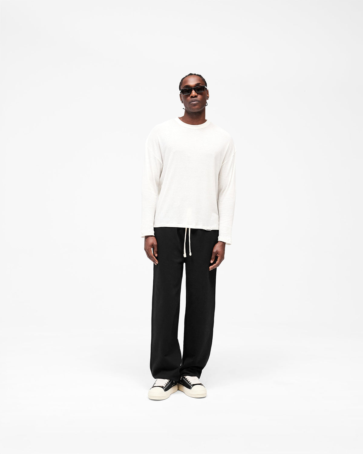 Initial Wide Leg Cuffed Sweatpant - Jet Black