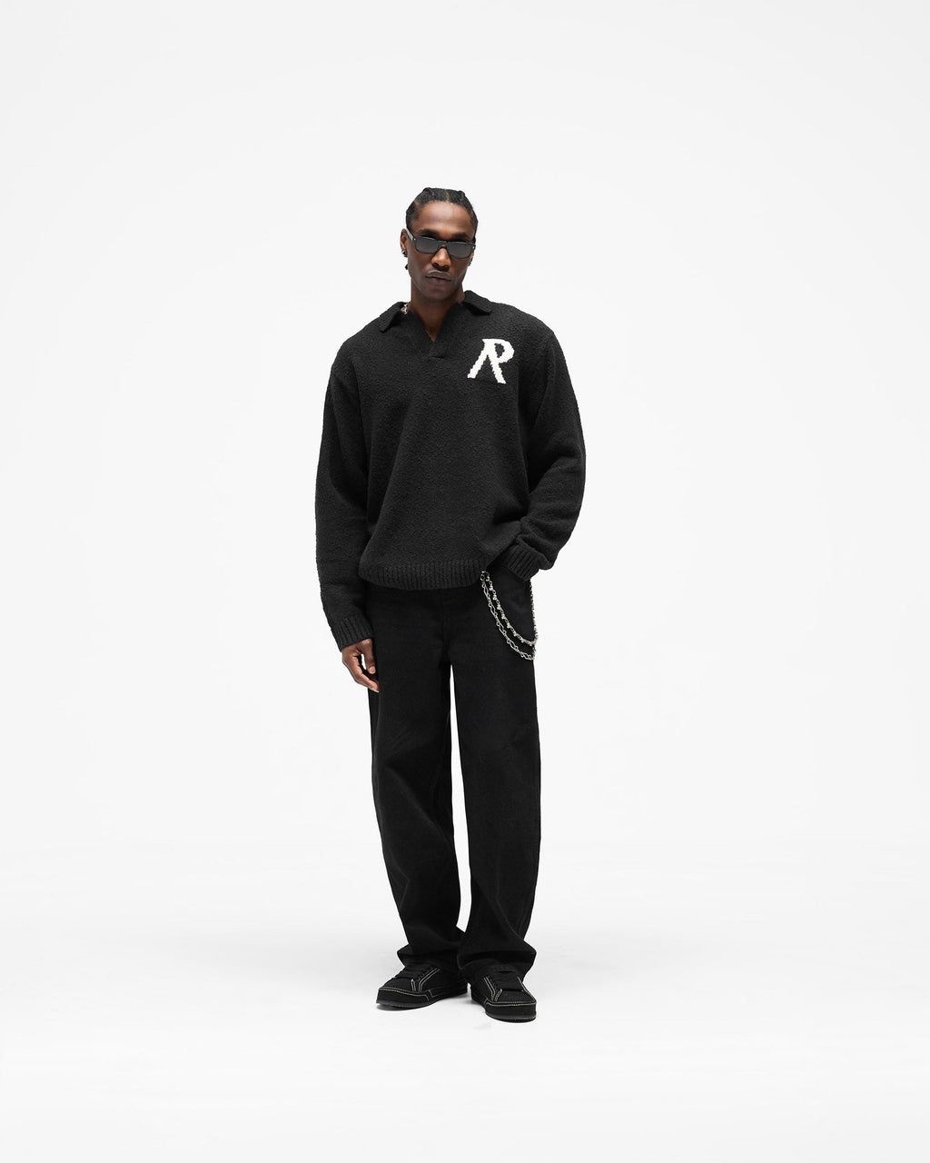 Knitted Boucle Polo - Jet Black