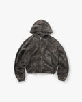 Initial Overdye Realtree® Boxy Zip Through Hoodie - Overdyed Black