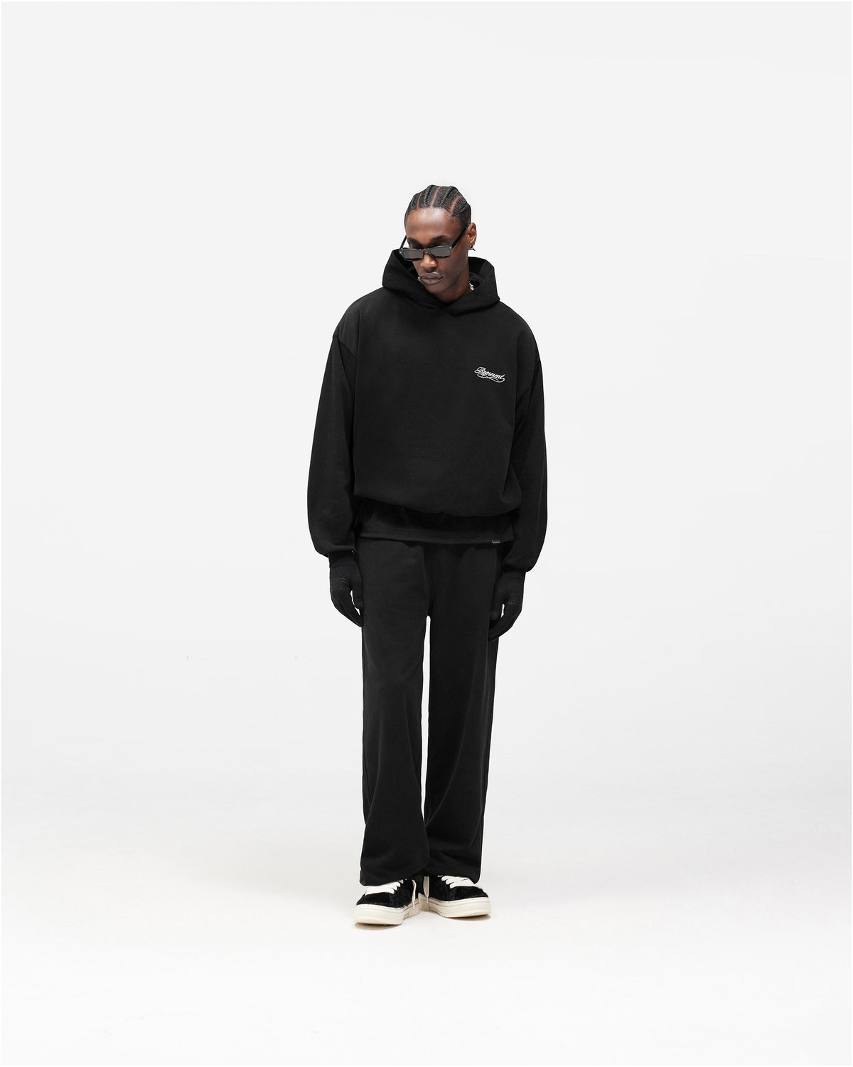 Dual Layer Script Sweatpants - Jet Black