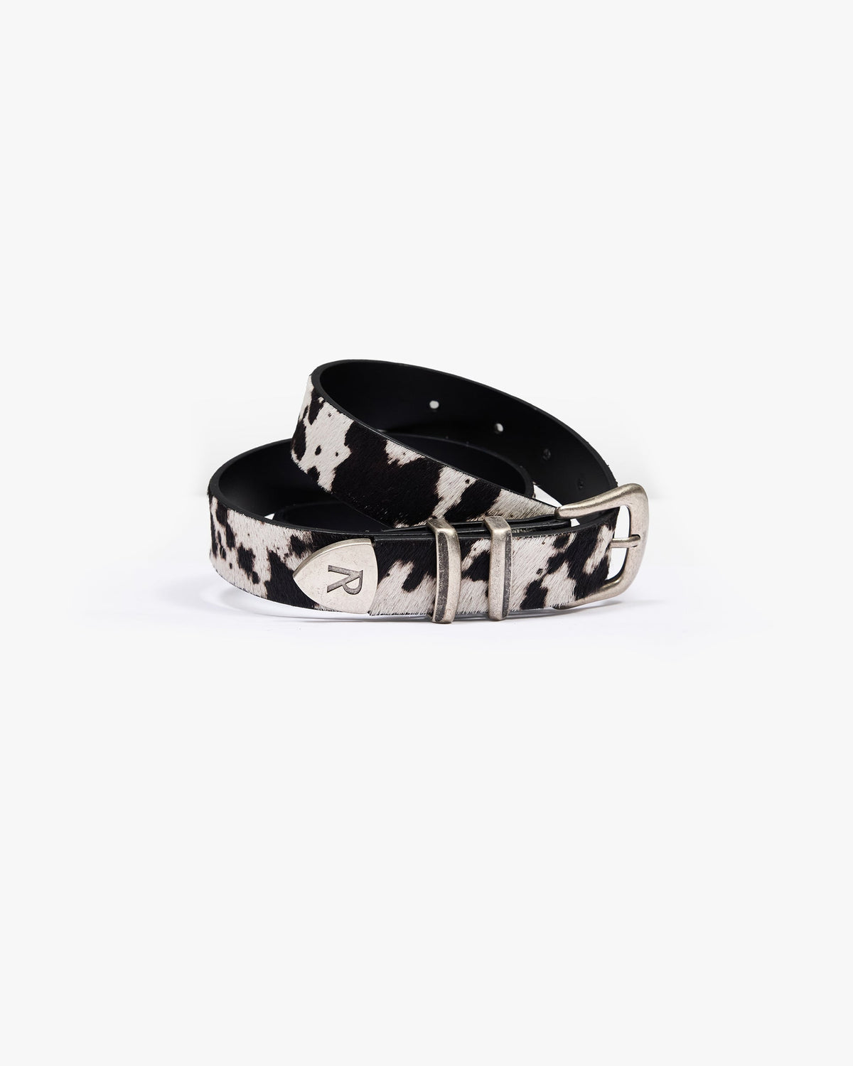 Cowhide Rodeo Belt - Flat White Jet Black