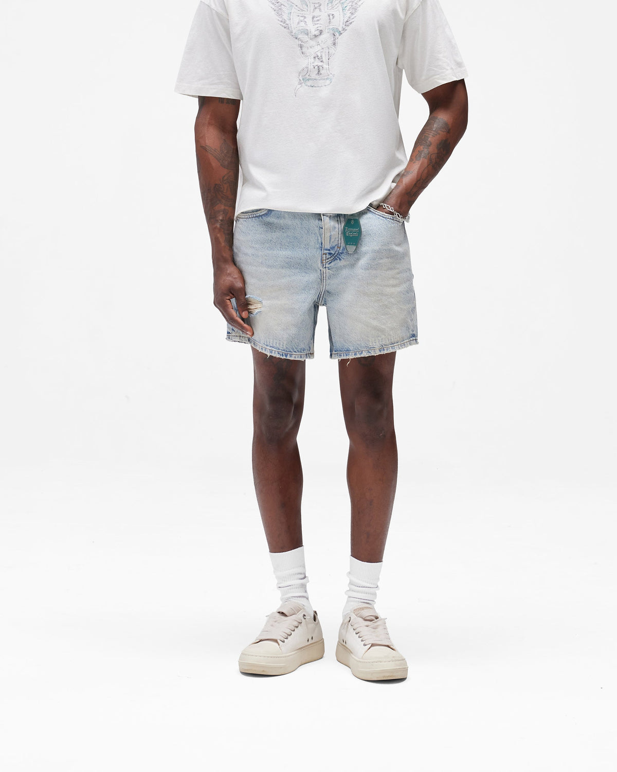 Busy Doing Nothing Denim Short - Dusty Blue