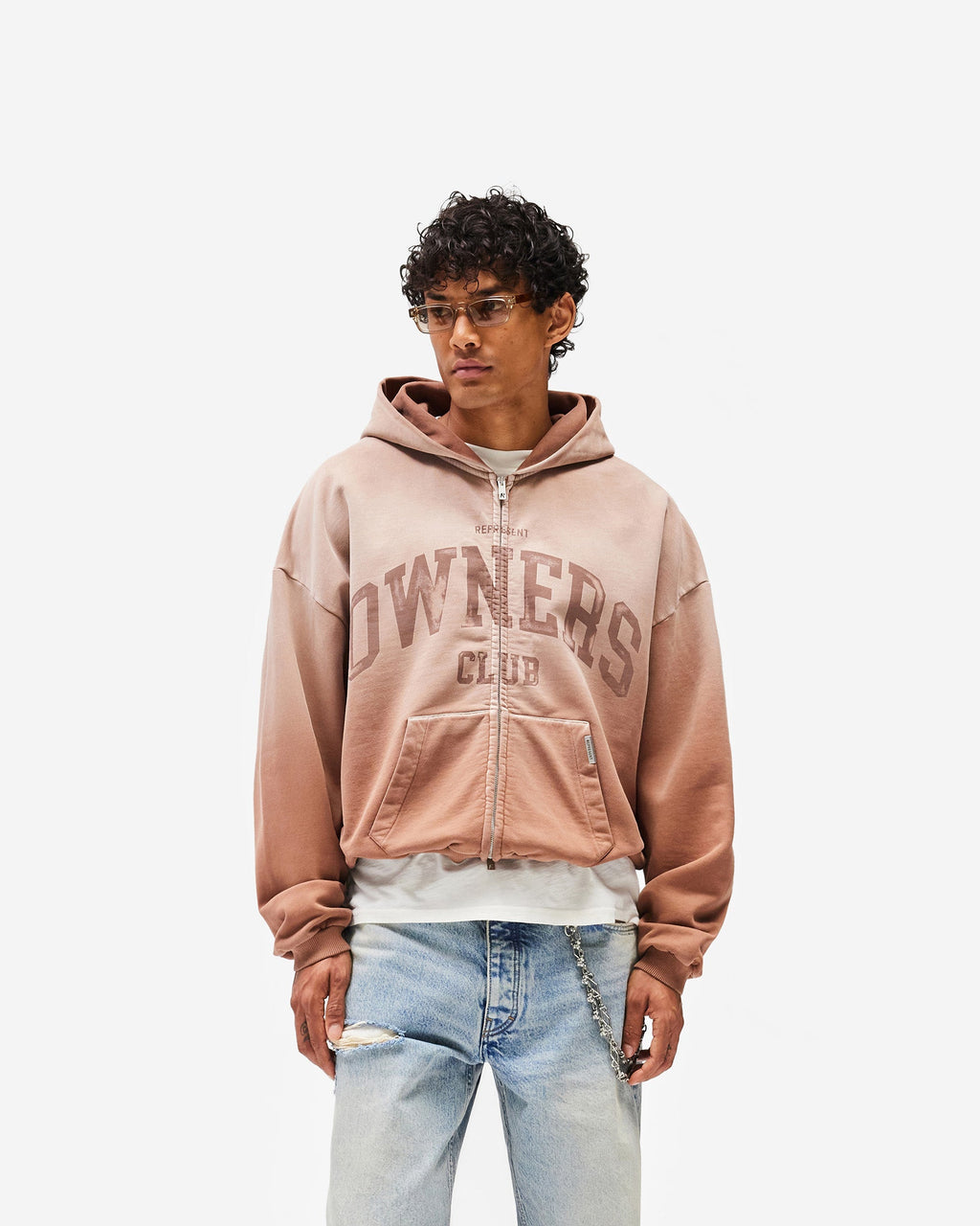 Represent Owners Club Zip Through Hoodie - Sienna