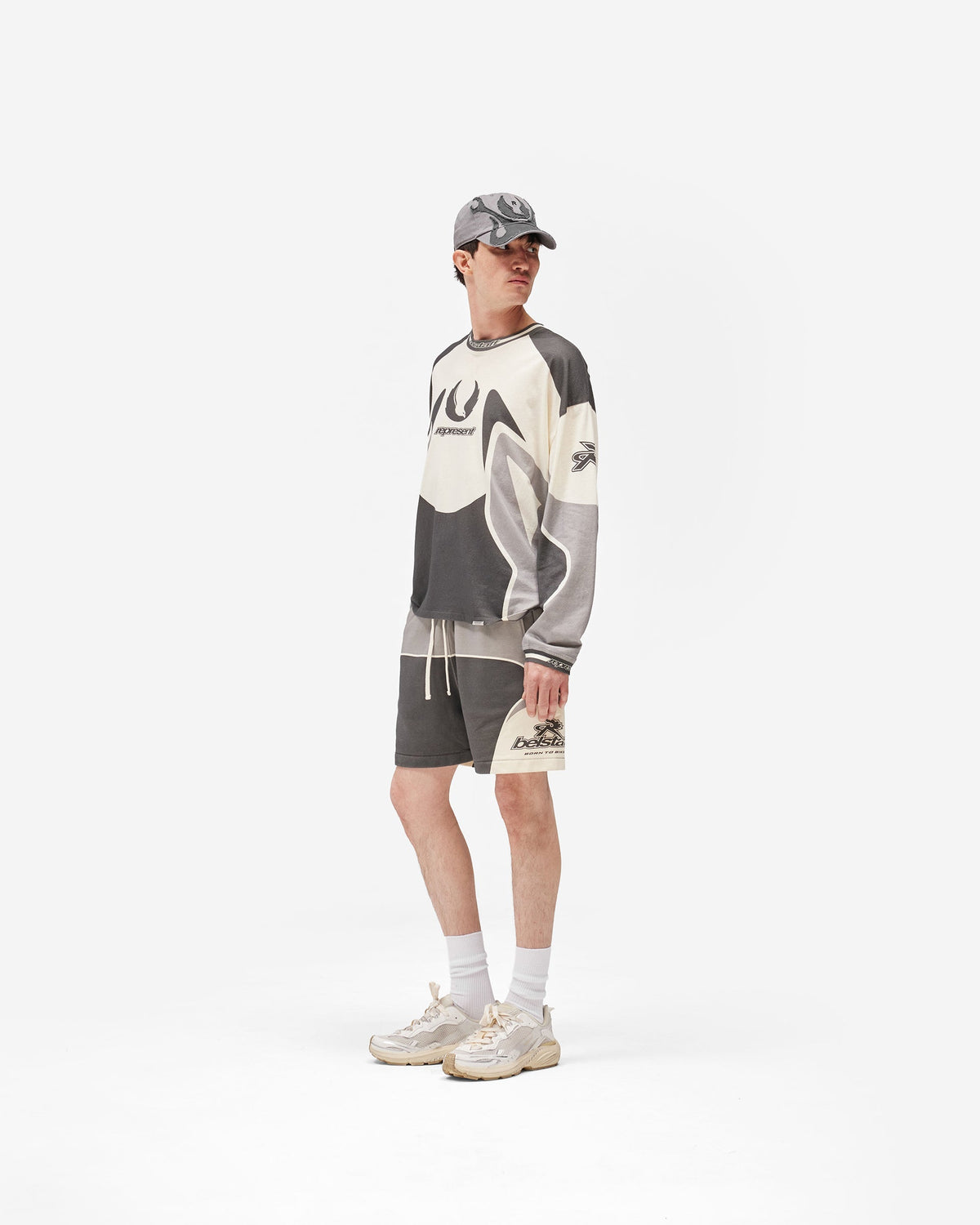 Represent X Belstaff Long Sleeve Racing T-Shirt - Dark Grey