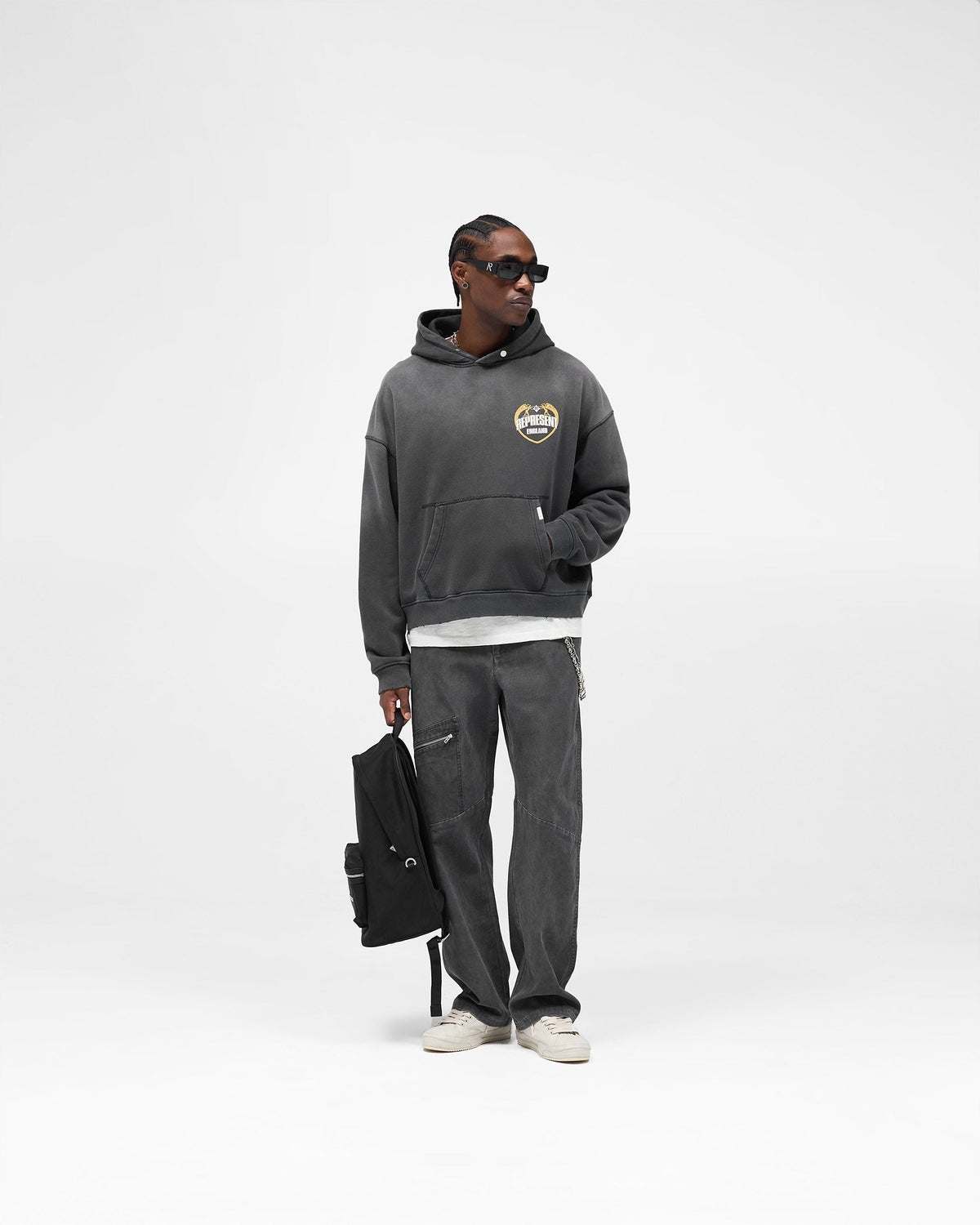 Represent Angel Border Hoodie - Stained Black