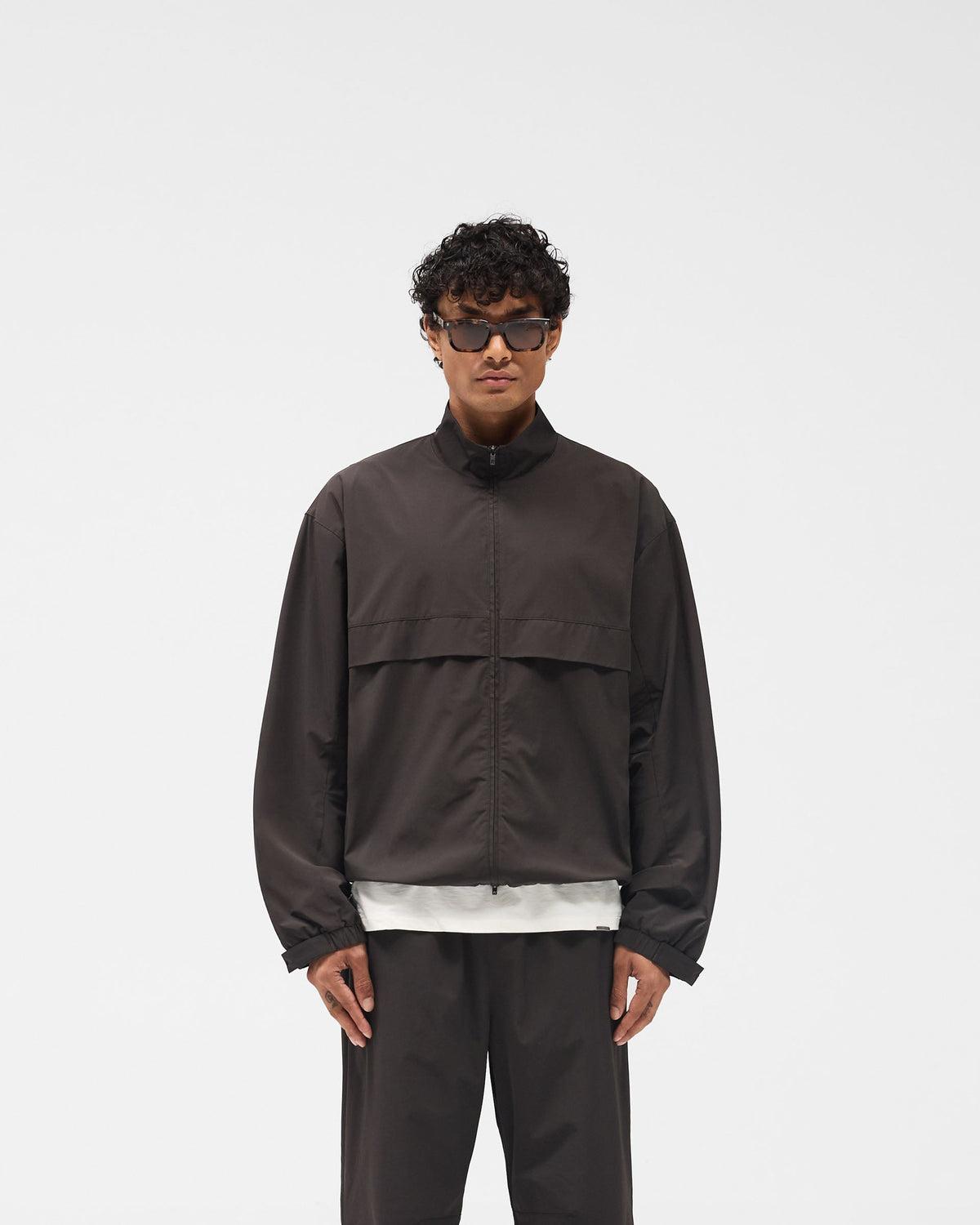 Initial Nylon Track Jacket - Coffee
