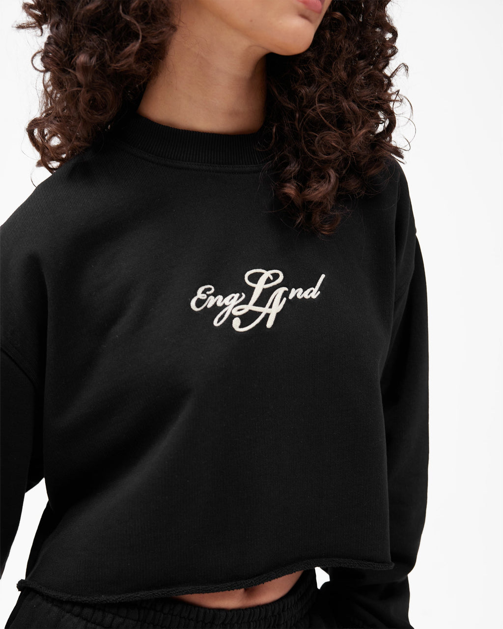 EngLAnd Cropped Sweatshirt - Jet Black