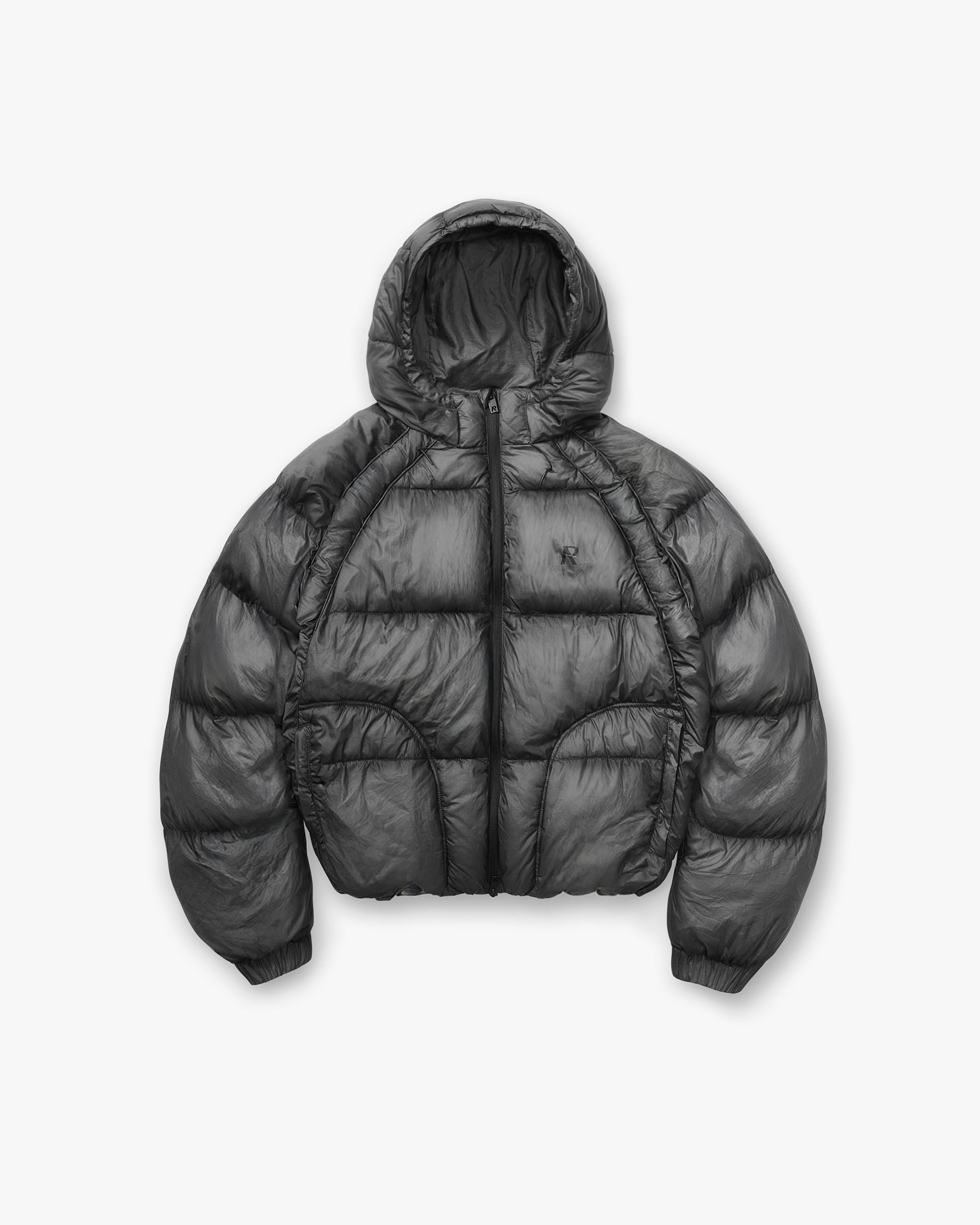 Translucent Hooded Puffer - Washed Black
