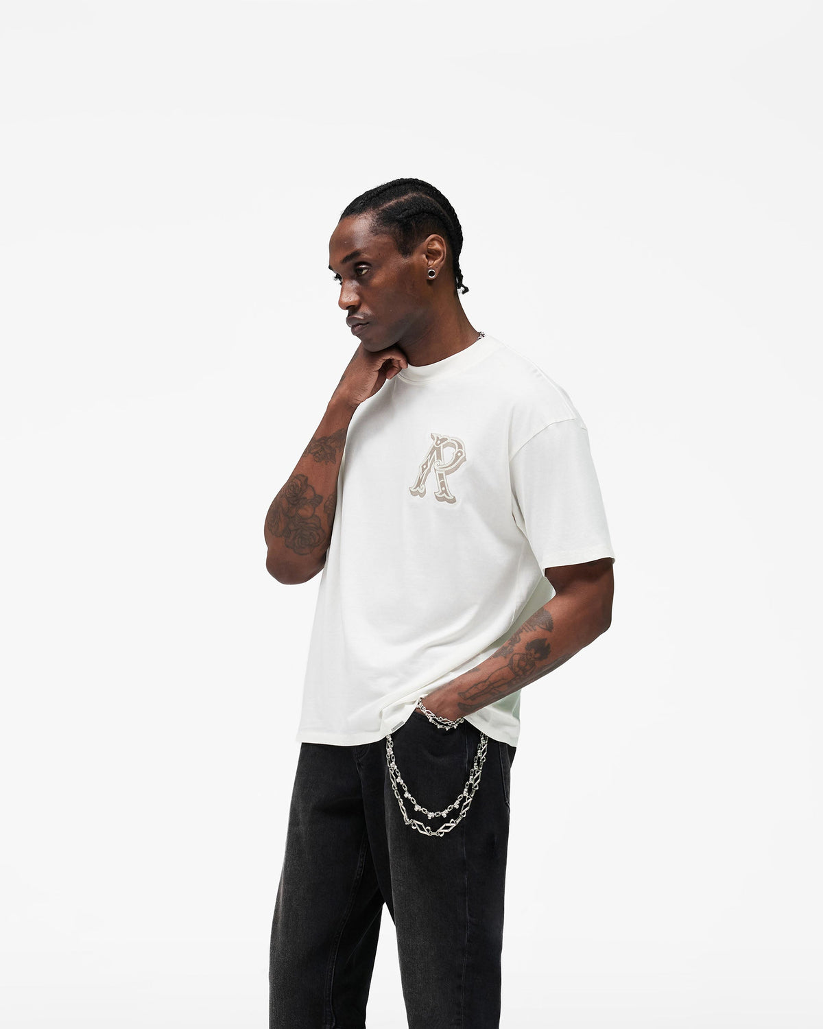 Western Initial T-Shirt - Flat White