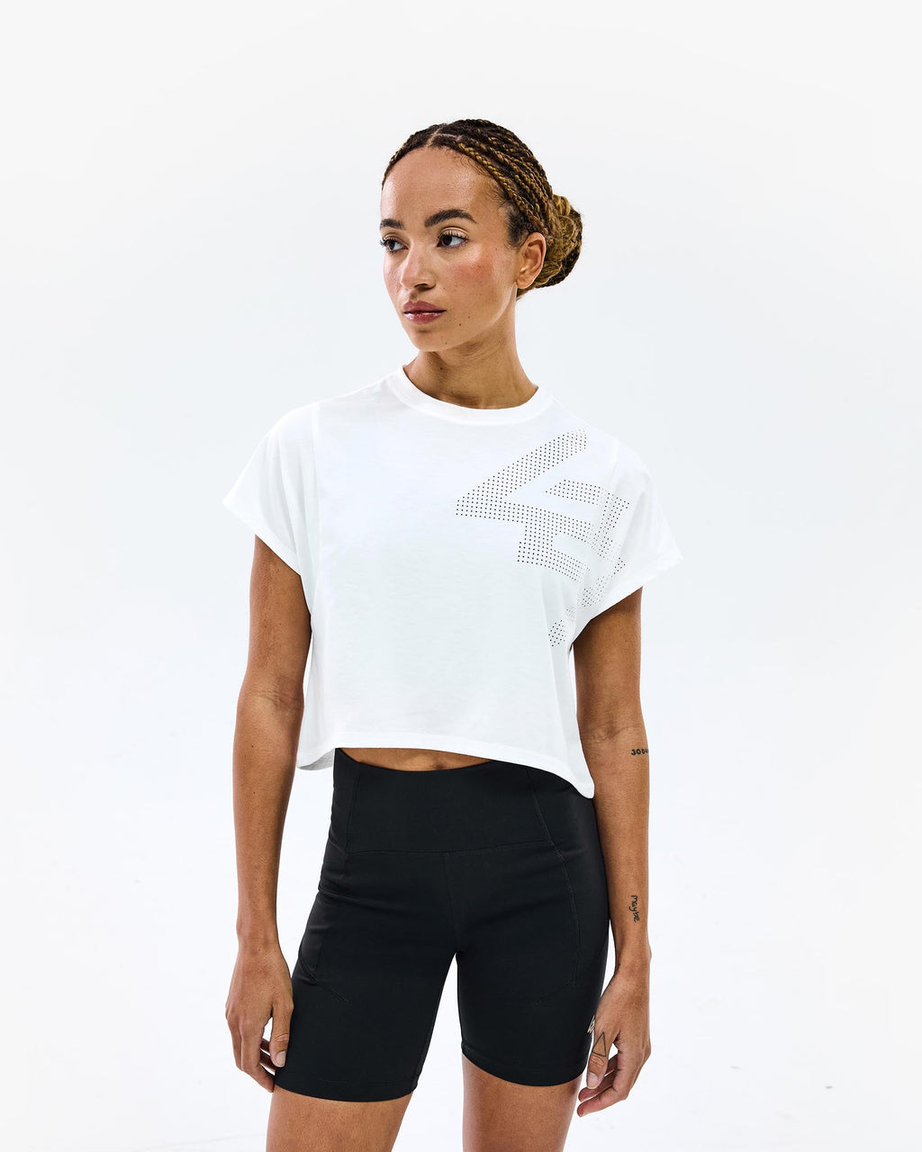 247 Perforated Cropped Training T-Shirt - White