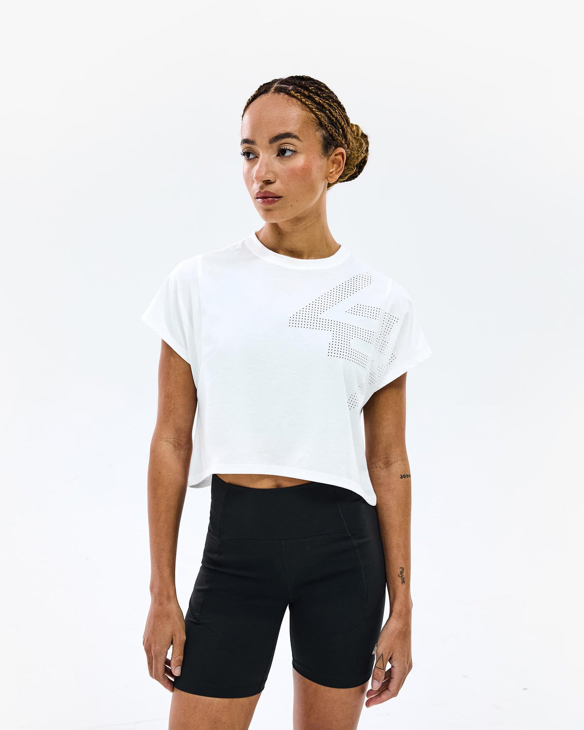247 Perforated Cropped Training T-Shirt - White