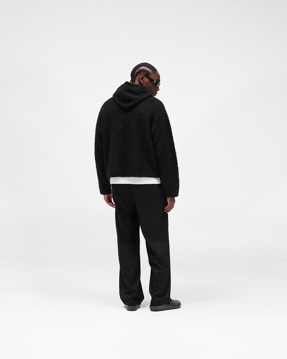 Textured Borg Hoodie - Jet Black