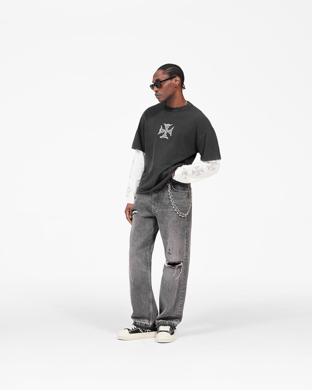 MH Stack Long Sleeve T-Shirt - Faded Black