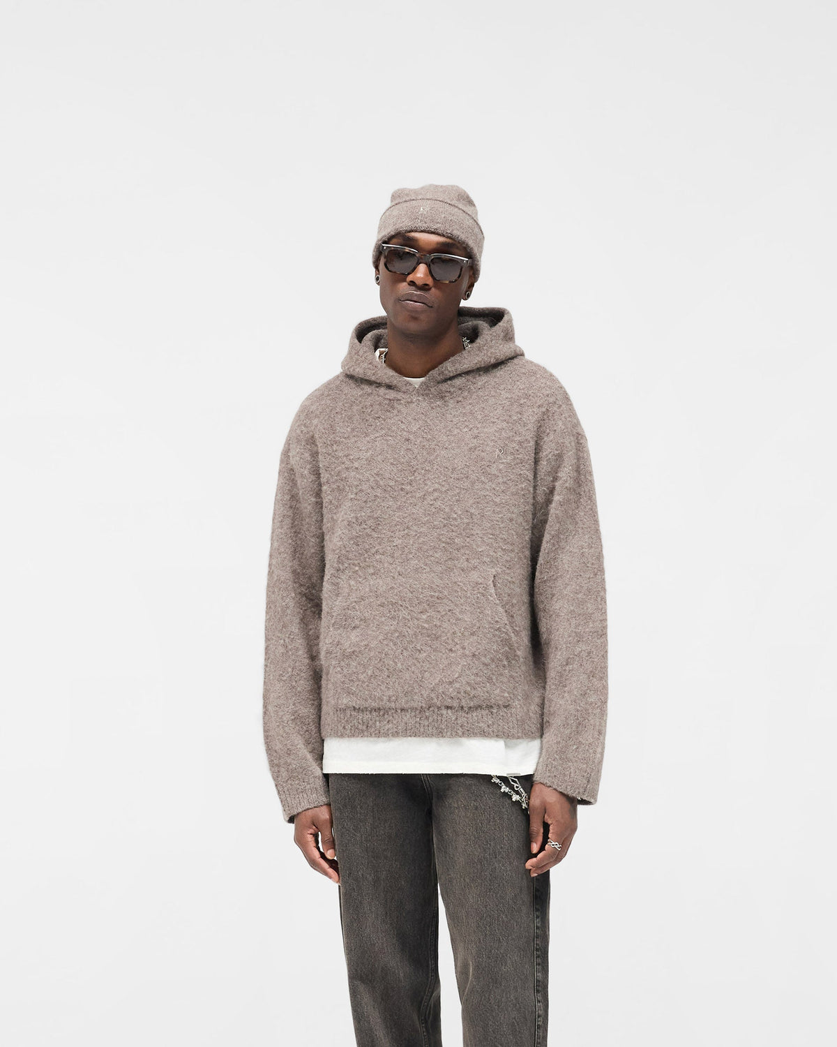 Textured Borg Hoodie - Nero